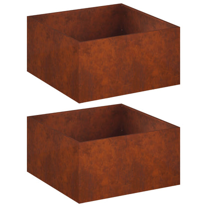 vidaXL Garden Planter 2 pcs Rusty 80 x 80 x 40 cm Weathering Steel
