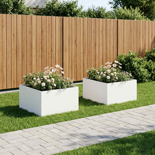 vidaXL Garden Planter 2 pcs White 100 x 100 x 40 cm Cold-rolled Steel
