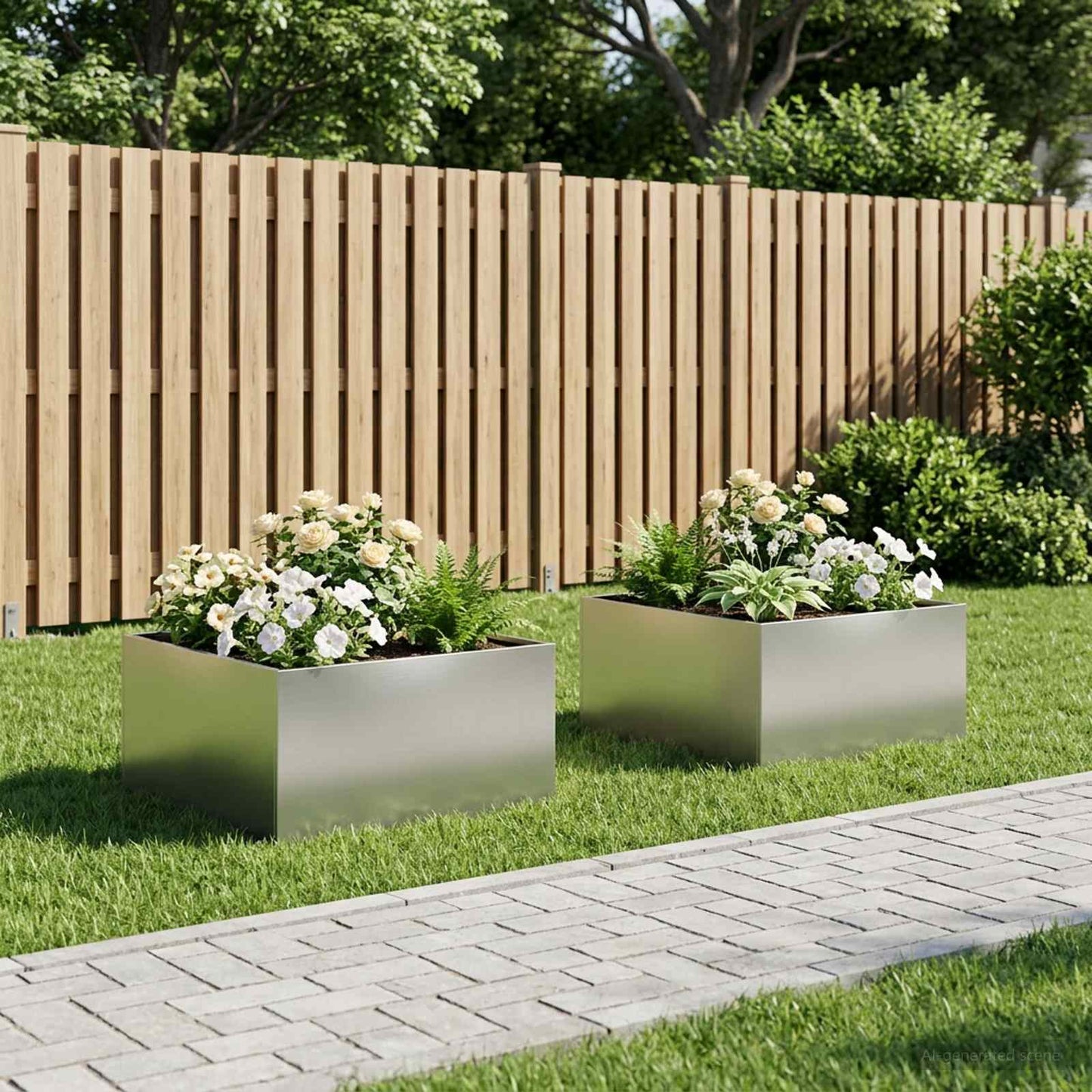 vidaXL Garden Planter 2 pcs Silver 100 x 100 x 40 cm Stainless Steel