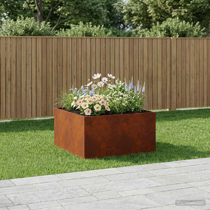 vidaXL Garden Planter Rusty 100 x 100 x 40 cm Weathering Steel