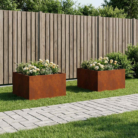 vidaXL Garden Planter 2 pcs Rusty 100 x 100 x 40 cm Weathering Steel