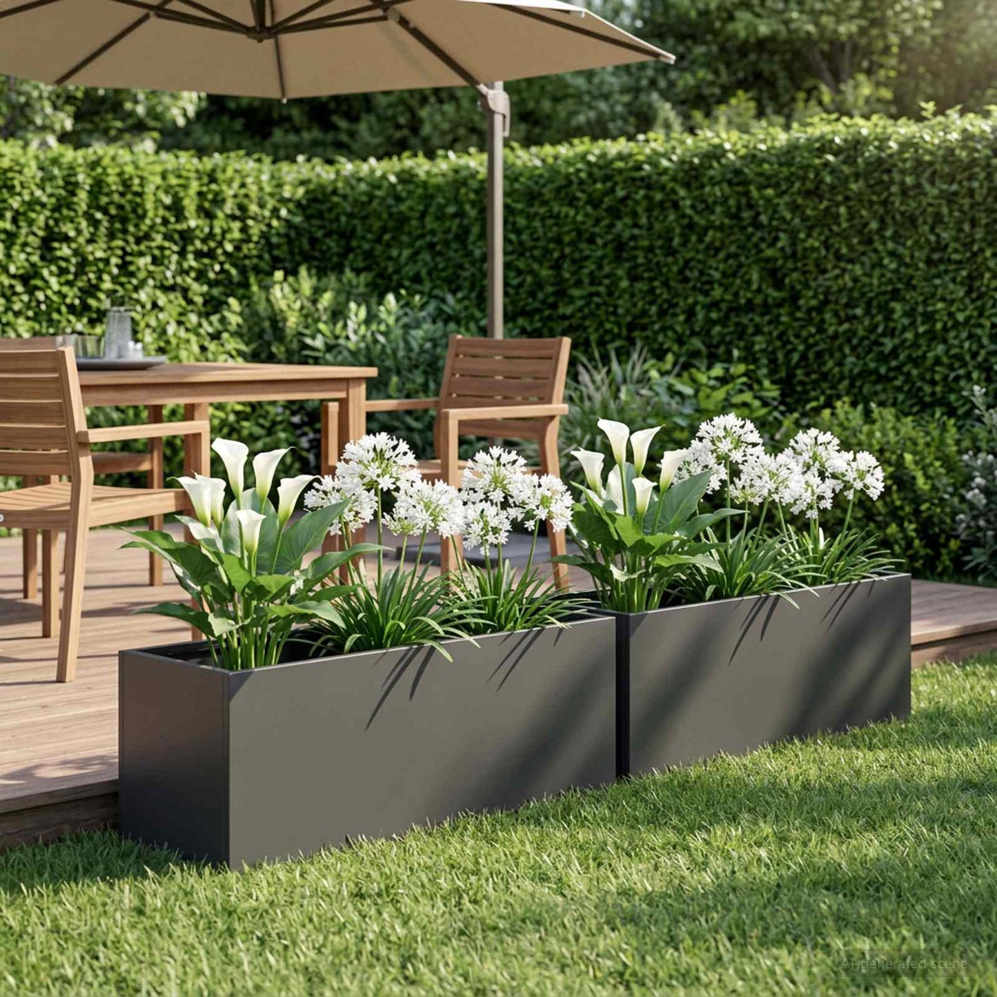 vidaXL Garden Planter 2 pcs Black 40 x 20 x 20 cm Cold-rolled Steel
