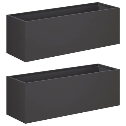 vidaXL Garden Planter 2 pcs Black 40 x 20 x 20 cm Cold-rolled Steel