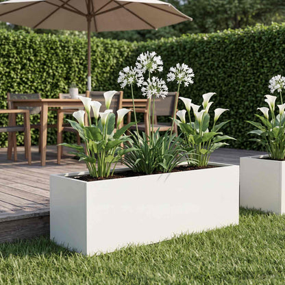 vidaXL Garden Planter White 40 x 20 x 20 cm Cold-rolled Steel