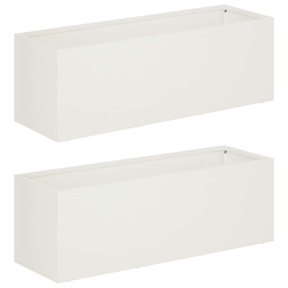 vidaXL Garden Planter 2 pcs White 40 x 20 x 20 cm Cold-rolled Steel