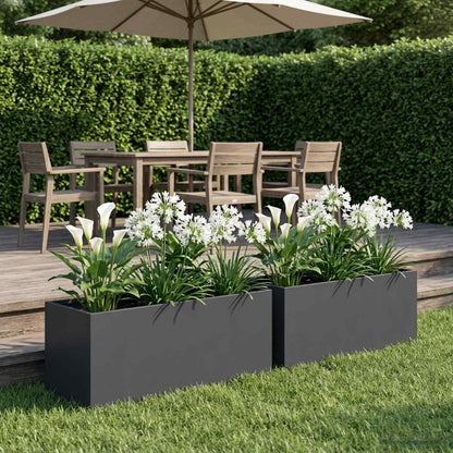 vidaXL Garden Planter 2 pcs Anthracite 40 x 20 x 20 cm
