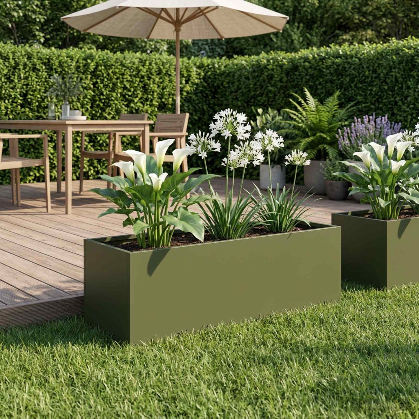 vidaXL Garden Planter Olive Green 40 x 20 x 20 cm Cold-rolled Steel