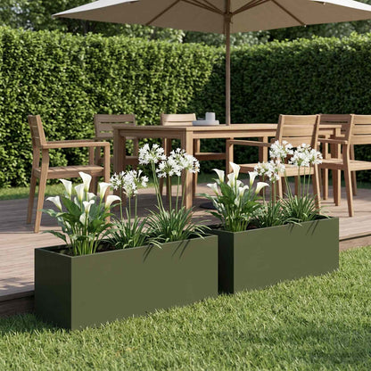 vidaXL Garden Planter 2 pcs Olive Green 40 x 20 x 20 cm