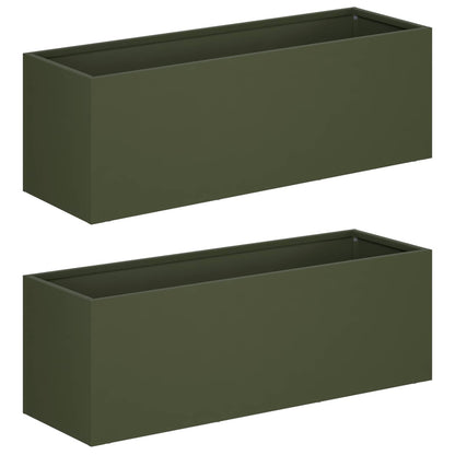 vidaXL Garden Planter 2 pcs Olive Green 40 x 20 x 20 cm