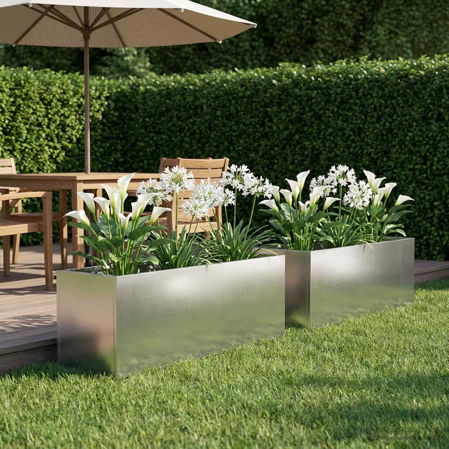 vidaXL Garden Planter 2 pcs Silver 40 x 20 x 20 cm Stainless Steel