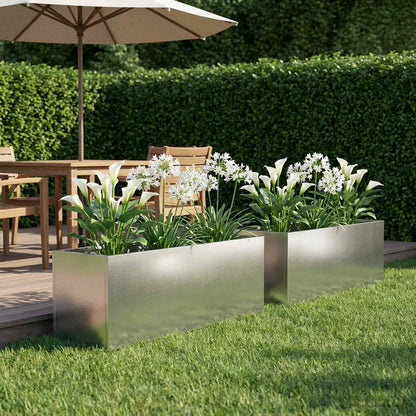 vidaXL Garden Planter 2 pcs Silver 40 x 20 x 20 cm Stainless Steel