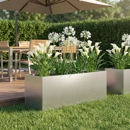 vidaXL Garden Planter Silver 40 x 20 x 20 cm Galvanised Steel