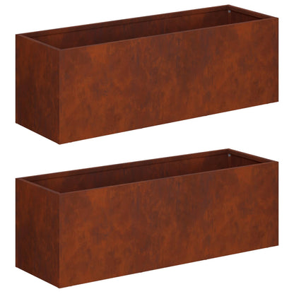 vidaXL Garden Planter 2 pcs Rusty 40 x 20 x 20 cm Weathering Steel