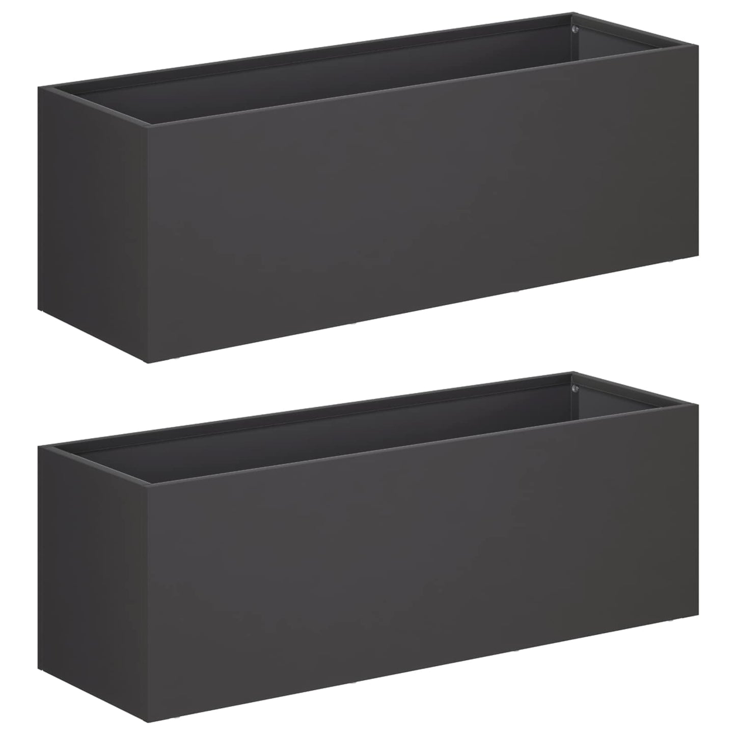vidaXL Garden Planter 2 pcs Black 60 x 20 x 20 cm Cold-rolled Steel