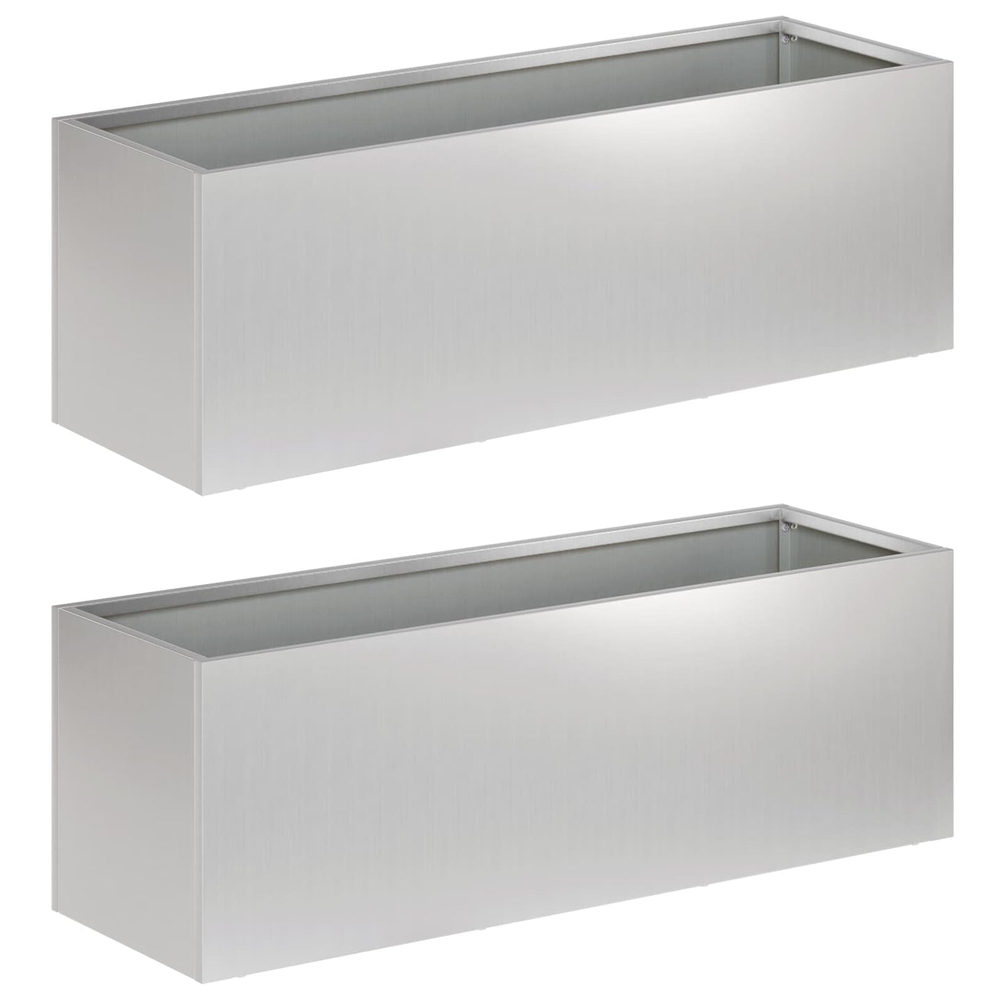 vidaXL Garden Planter 2 pcs Silver 60 x 20 x 20 cm Galvanised Steel