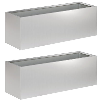 vidaXL Garden Planter 2 pcs Silver 60 x 20 x 20 cm Galvanised Steel