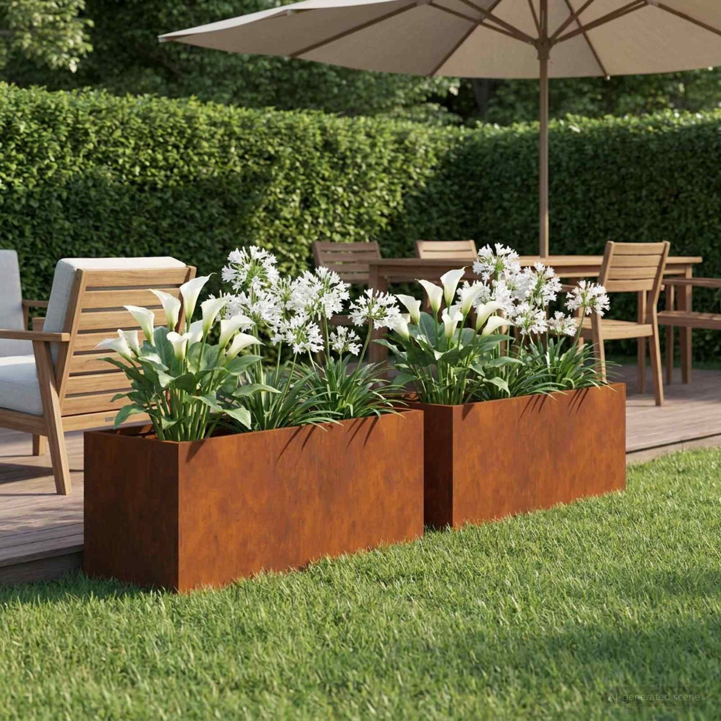 vidaXL Garden Planter 2 pcs Rusty 60 x 20 x 20 cm Weathering Steel