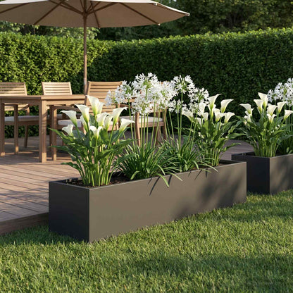 vidaXL Garden Planter Black 80 x 20 x 20 cm Cold-rolled Steel