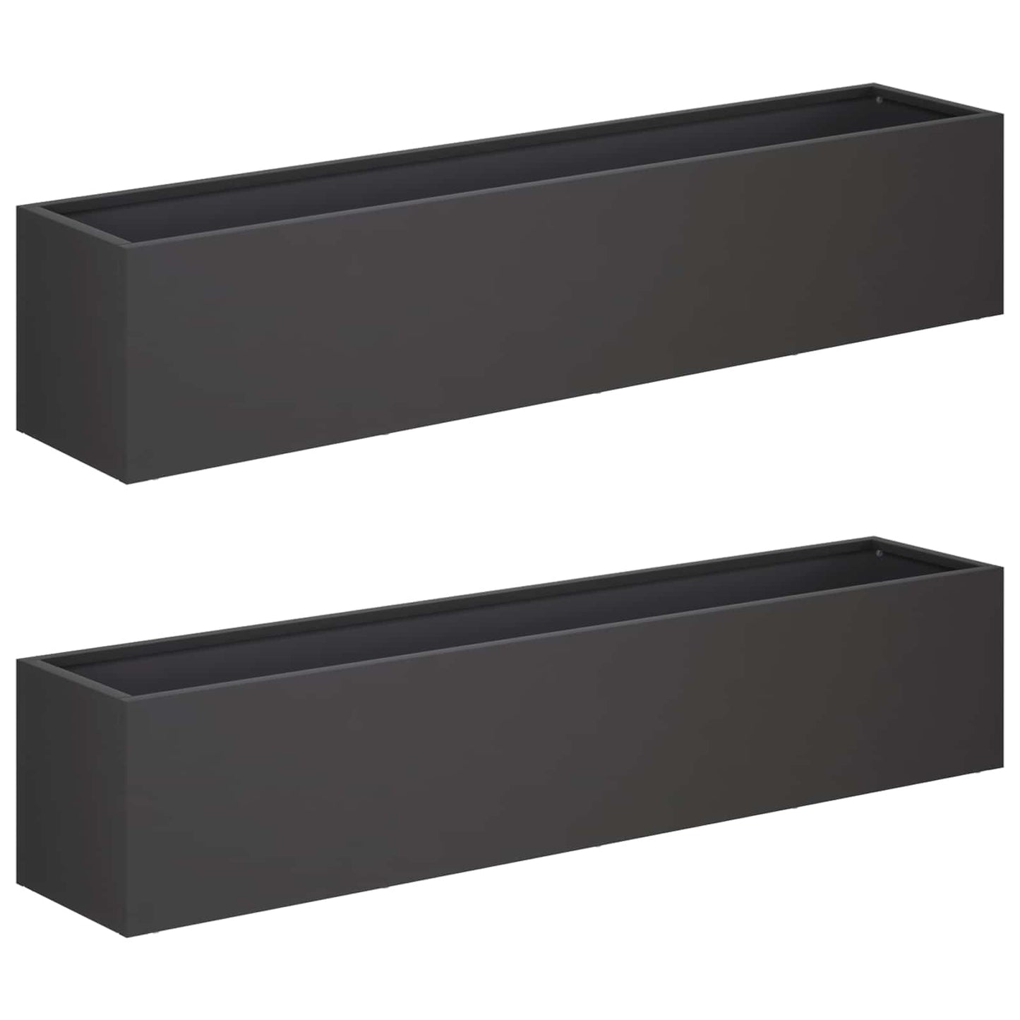 vidaXL Garden Planter 2 pcs Black 80 x 20 x 20 cm Cold-rolled Steel