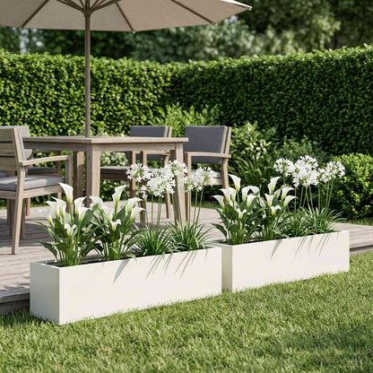 vidaXL Garden Planter 2 pcs White 80 x 20 x 20 cm Cold-rolled Steel