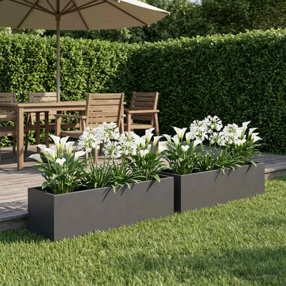 vidaXL Garden Planter 2 pcs Anthracite 80 x 20 x 20 cm