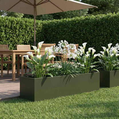 vidaXL Garden Planter Olive Green 80 x 20 x 20 cm Cold-rolled Steel