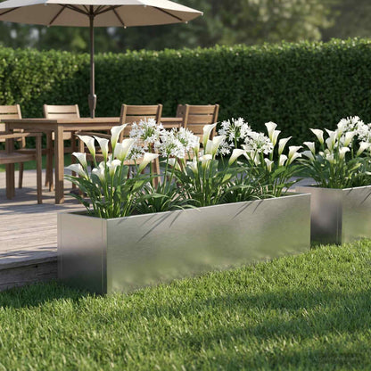 vidaXL Garden Planter Silver 80 x 20 x 20 cm Stainless Steel