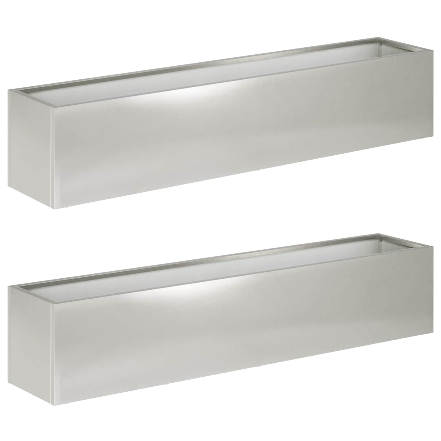 vidaXL Garden Planter 2 pcs Silver 80 x 20 x 20 cm Stainless Steel