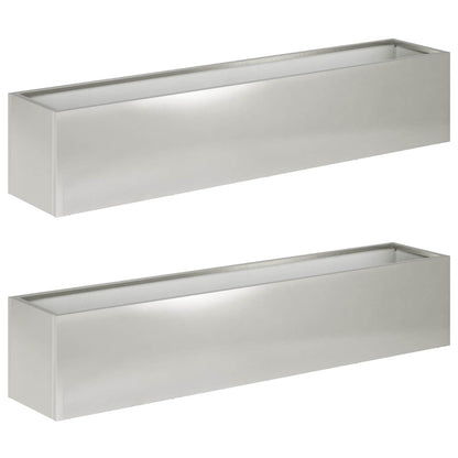 vidaXL Garden Planter 2 pcs Silver 80 x 20 x 20 cm Stainless Steel