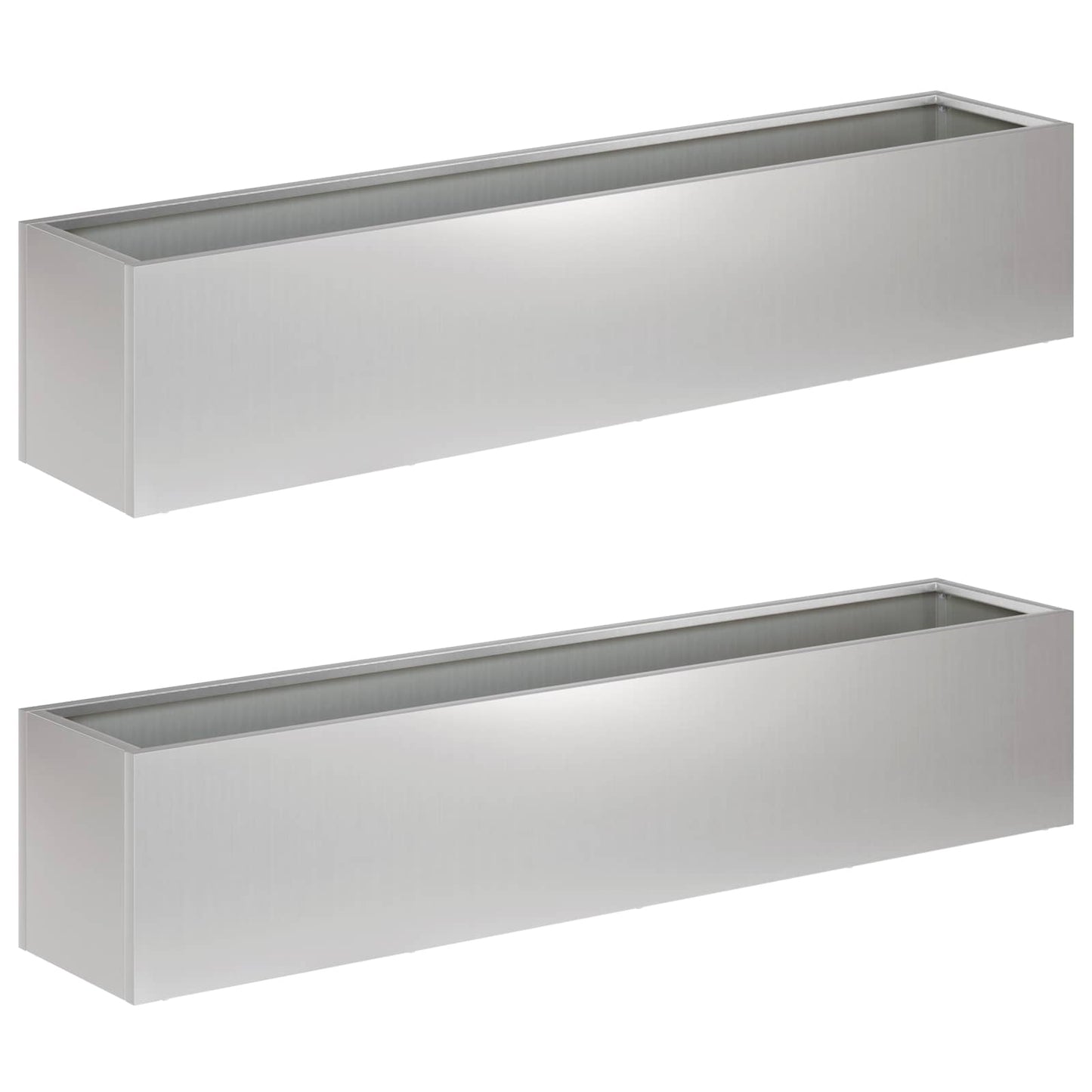 vidaXL Garden Planter 2 pcs Silver 80 x 20 x 20 cm Galvanised Steel