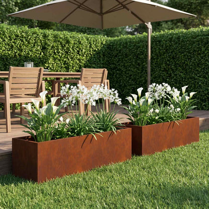 vidaXL Garden Planter 2 pcs Rusty 80 x 20 x 20 cm Weathering Steel