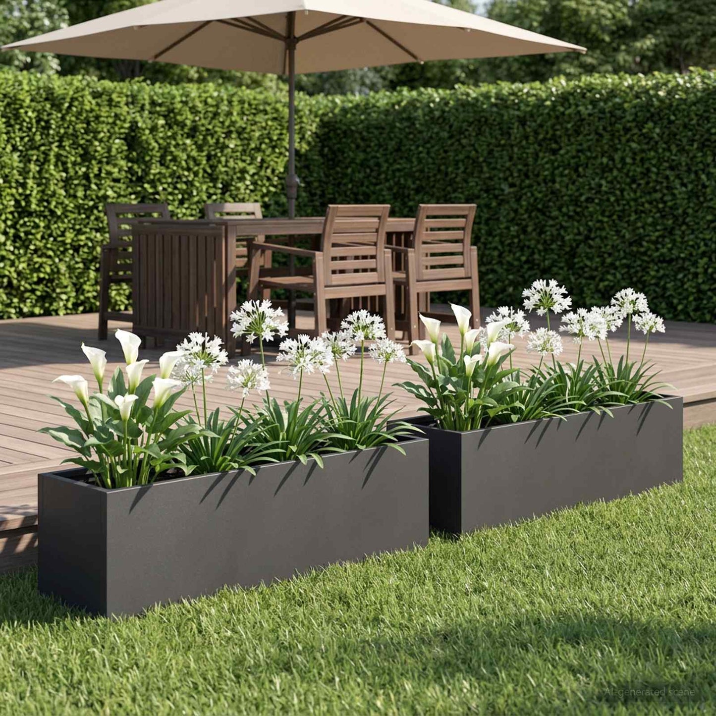 vidaXL Garden Planter 2 pcs Black 100 x 20 x 20 cm Cold-rolled Steel
