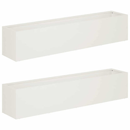 vidaXL Garden Planter 2 pcs White 100 x 20 x 20 cm Cold-rolled Steel