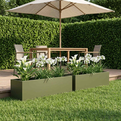 vidaXL Garden Planter 2 pcs Olive Green 100 x 20 x 20 cm