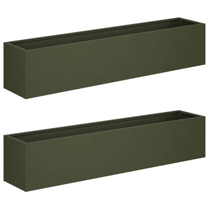 vidaXL Garden Planter 2 pcs Olive Green 100 x 20 x 20 cm