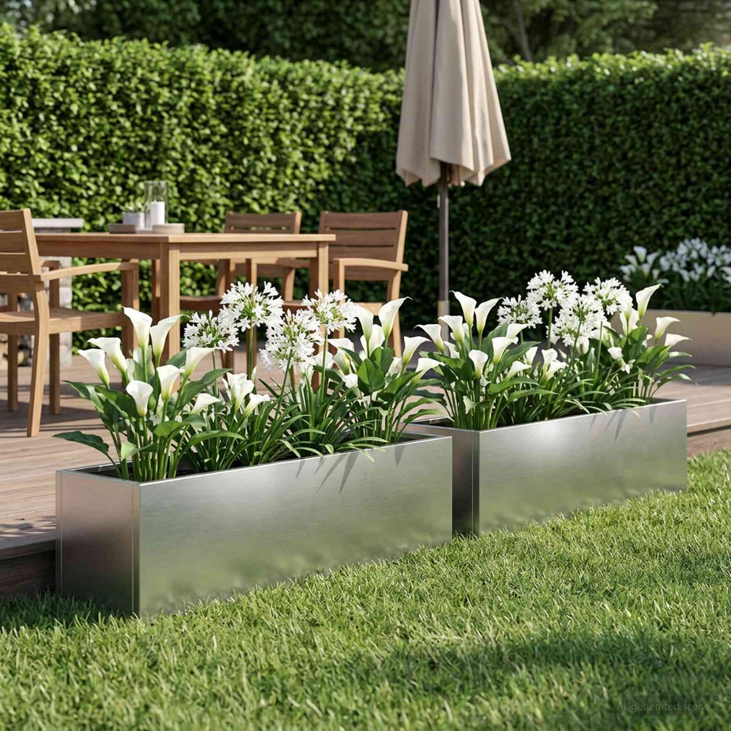vidaXL Garden Planter 2 pcs Silver 100 x 20 x 20 cm Stainless Steel