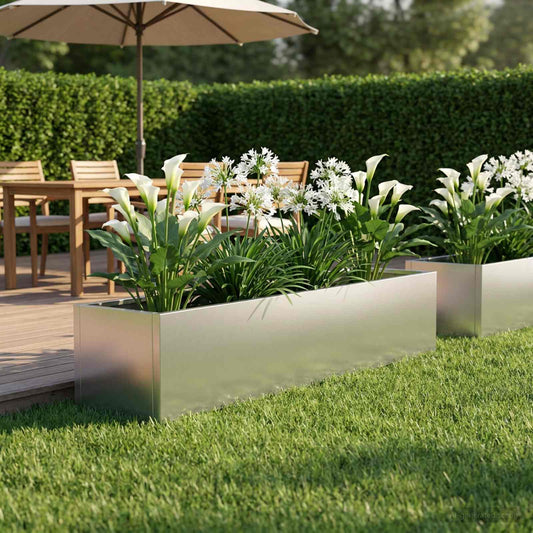 vidaXL Garden Planter Silver 100 x 20 x 20 cm Galvanised Steel