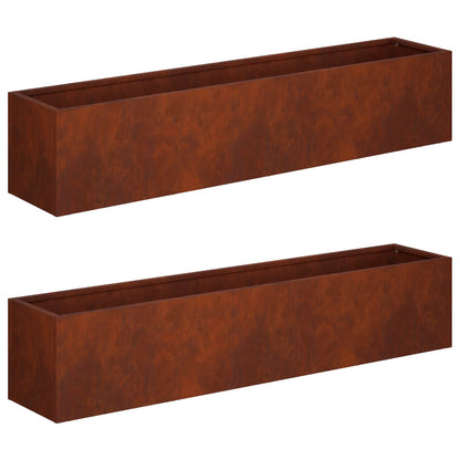 vidaXL Garden Planter 2 pcs Rusty 100 x 20 x 20 cm Weathering Steel