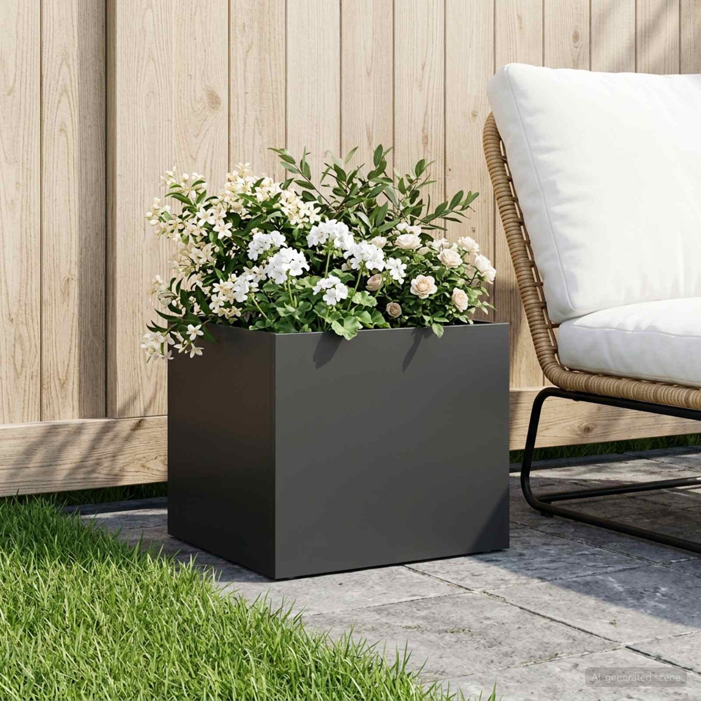 vidaXL Garden Planter Black 40 x 30 x 30 cm Cold-rolled Steel