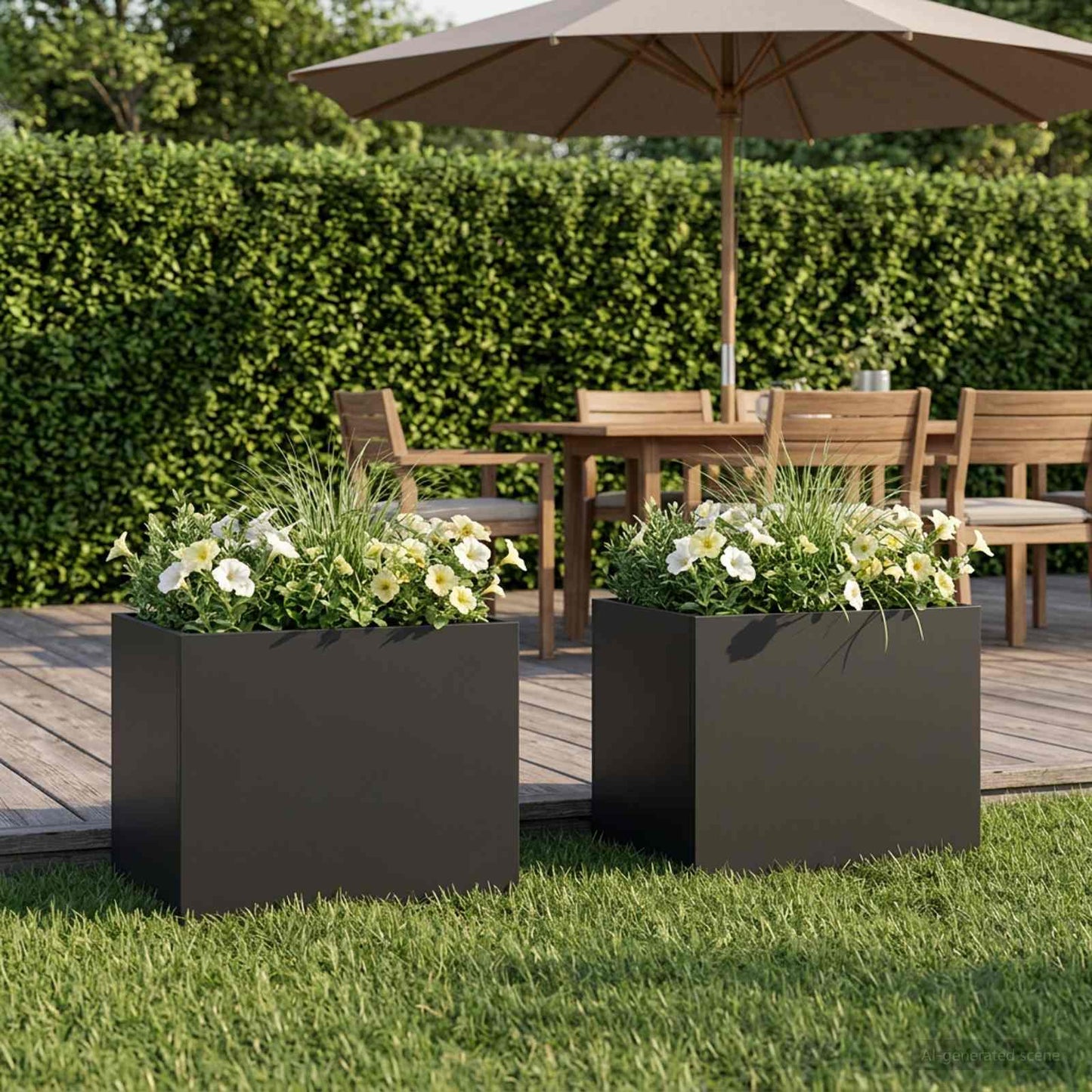 vidaXL Garden Planter 2 pcs Black 40 x 30 x 30 cm Cold-rolled Steel