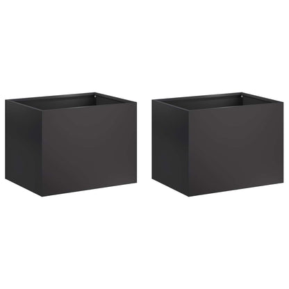 vidaXL Garden Planter 2 pcs Black 40 x 30 x 30 cm Cold-rolled Steel