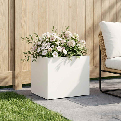 vidaXL Garden Planter White 40 x 30 x 30 cm Cold-rolled Steel