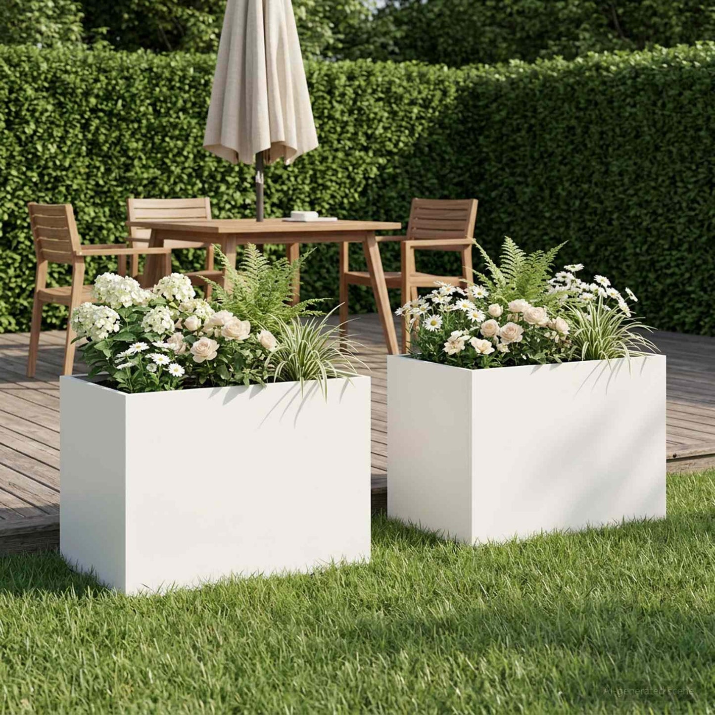 vidaXL Garden Planter 2 pcs White 40 x 30 x 30 cm Cold-rolled Steel