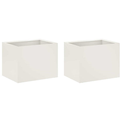 vidaXL Garden Planter 2 pcs White 40 x 30 x 30 cm Cold-rolled Steel
