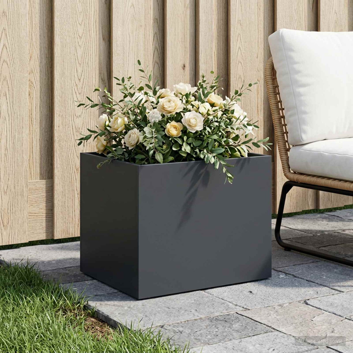 vidaXL Garden Planter Anthracite 40 x 30 x 30 cm Cold-rolled Steel