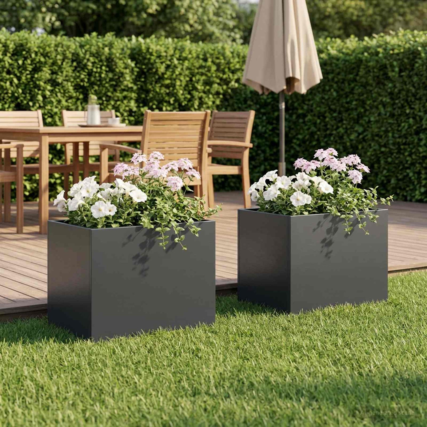 vidaXL Garden Planter 2 pcs Anthracite 40 x 30 x 30 cm