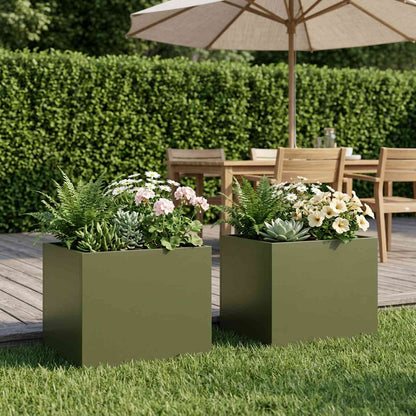 vidaXL Garden Planter 2 pcs Olive Green 40 x 30 x 30 cm