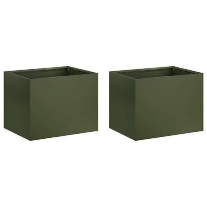 vidaXL Garden Planter 2 pcs Olive Green 40 x 30 x 30 cm