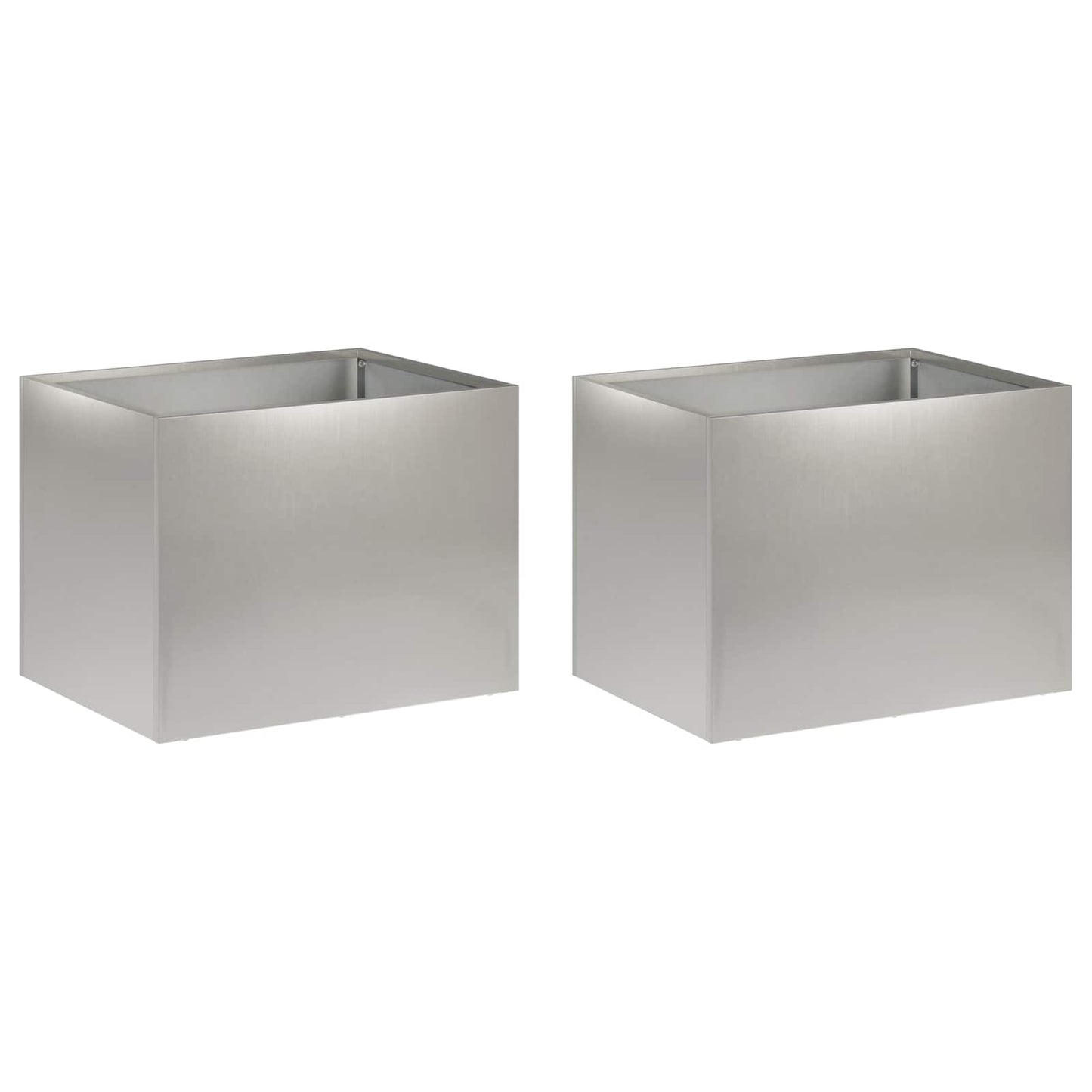 vidaXL Garden Planter 2 pcs Silver 40 x 30 x 30 cm Stainless Steel
