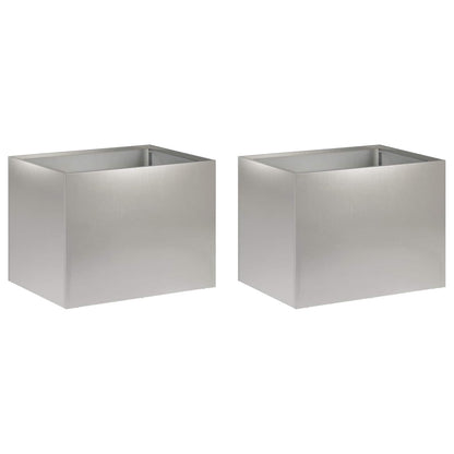 vidaXL Garden Planter 2 pcs Silver 40 x 30 x 30 cm Stainless Steel